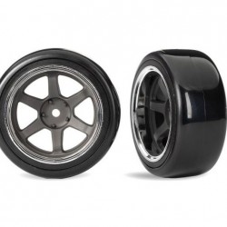 Traxxas 1.9" Gray 6-Spoke Rear Wheels & Hard Drift Tires (2)