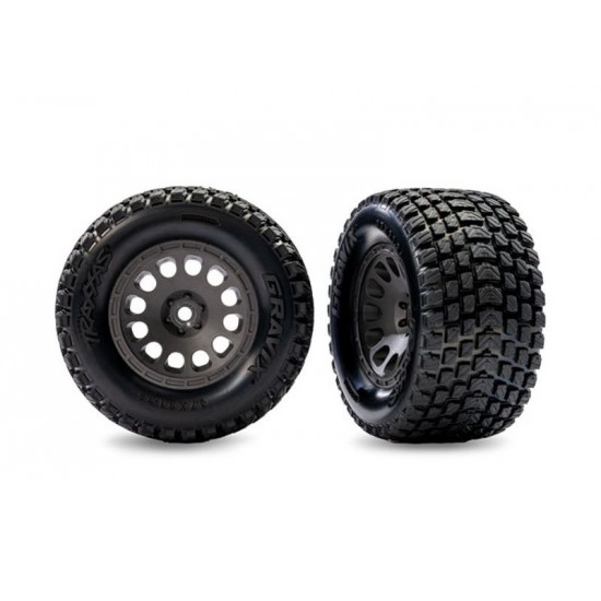 Traxxas Front Mini XRT Wheels w/ Gravix Tires, gray (2)
