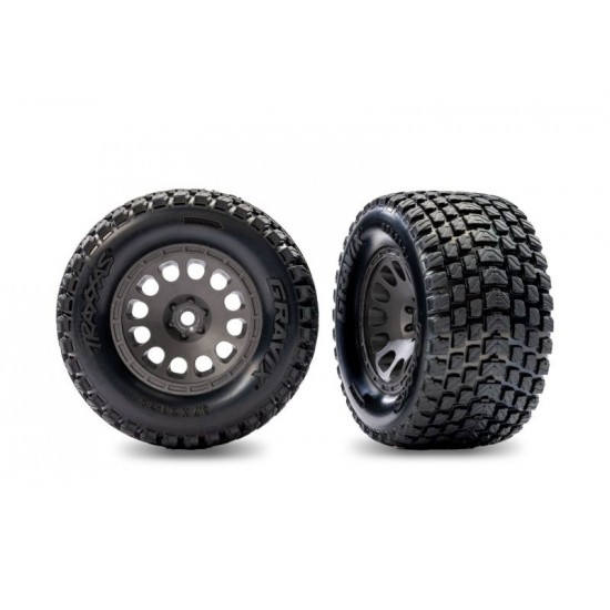 Traxxas Rear Mini XRT Wheels w/ Gravix Tires, gray (2)