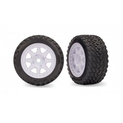 Traxxas White Mini Rally Wheels with Hard Tires, prednje (2)