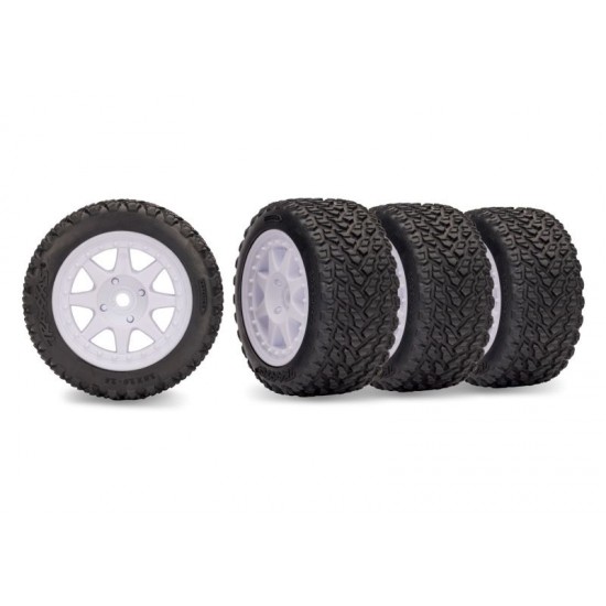 Traxxas Wheels with Rally Tires, Mini Rally, white (4)