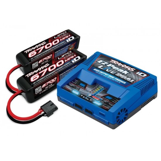 Traxxas Charger Combo #2973 EZ-Peak Dual Charger + 6700mAh 14.8V 4-cell 25C LiPo battery (2)