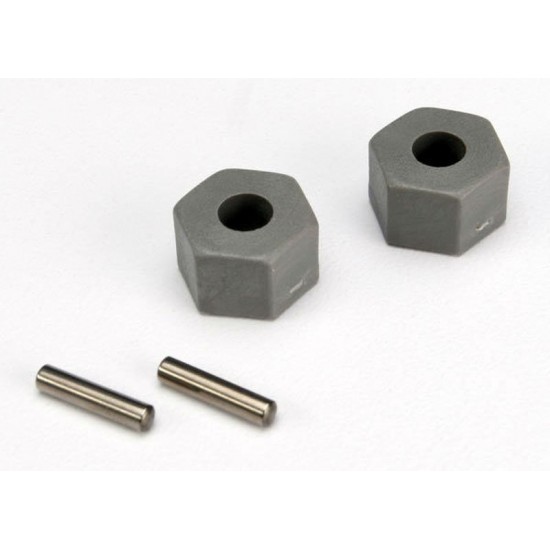 Traxxas Wheel hubs, hex (2)/ axle pins (2.5x10mm) (2)