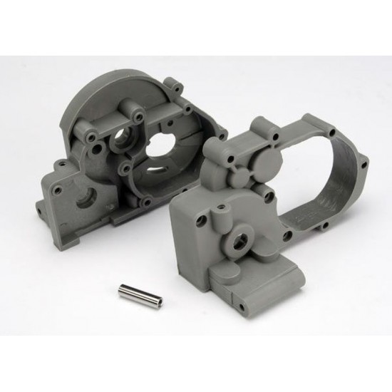 Traxxas Gearbox halves (L&R) (grey) w/ idler gear shaft