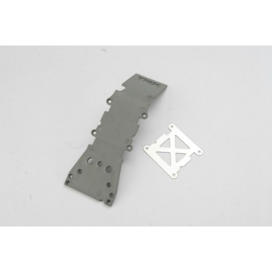 Traxxas Skidplate, front plastic (gray)/ stainless steel plate