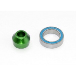 Traxxas Bearing adapter, 6061-T6 aluminum (green) (1)/ 10x15x4mm ball bearing (blk rubber sealed) (1)