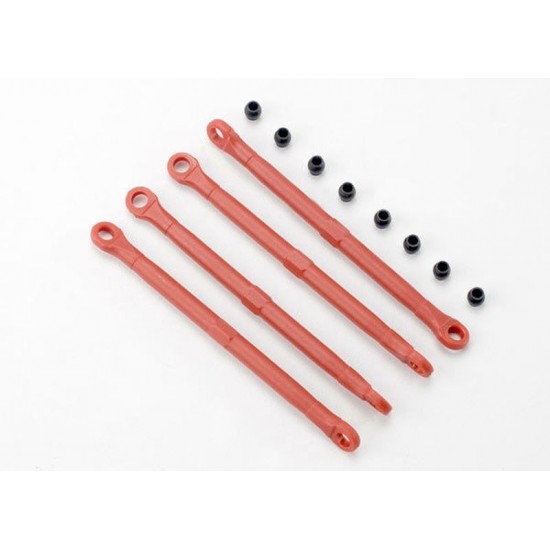 Traxxas Toe link, front & rear (molded composite) (red) (4)/ hollow balls (8)