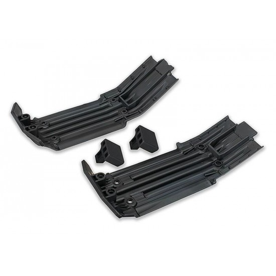 Traxxas Skidplate, front (1), rear (1)/ rubber impact cushion (2)