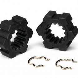 Traxxas Wheel hubs, hex (2)/ hex clips (2)
