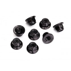 Traxxas Nuts, 5mm flanged nylon locking (steel, black serrated) (8)