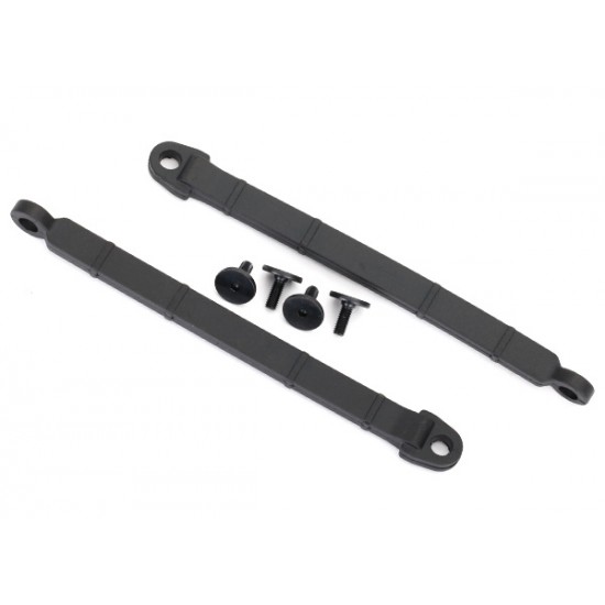 Traxxas Limit strap, rear suspension (2)/ 3x8 flat-head screw (4)