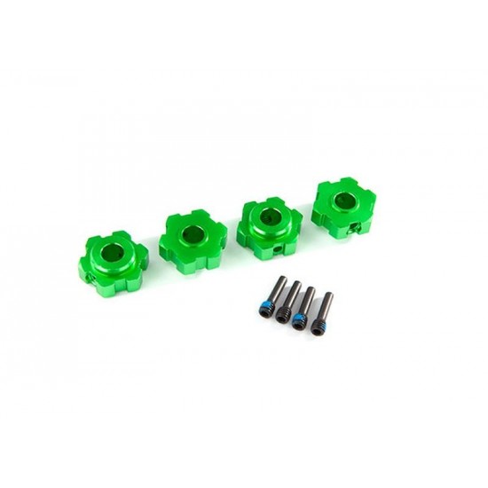 Traxxas Wheel hubs, hex, aluminum (green-anodized) (4)