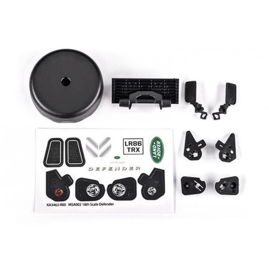Traxxas TRX-4M Grille/mirrors/spare tire cover/ light retainers/decal sheet