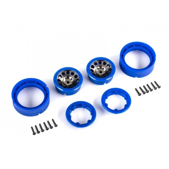 Traxxas TRX-4M Wheels, 1.0", Method Race Wheels 105 Beadlock (satin black chrome, blue beadlock) (2 platišči)